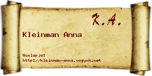 Kleinman Anna névjegykártya