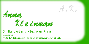 anna kleinman business card